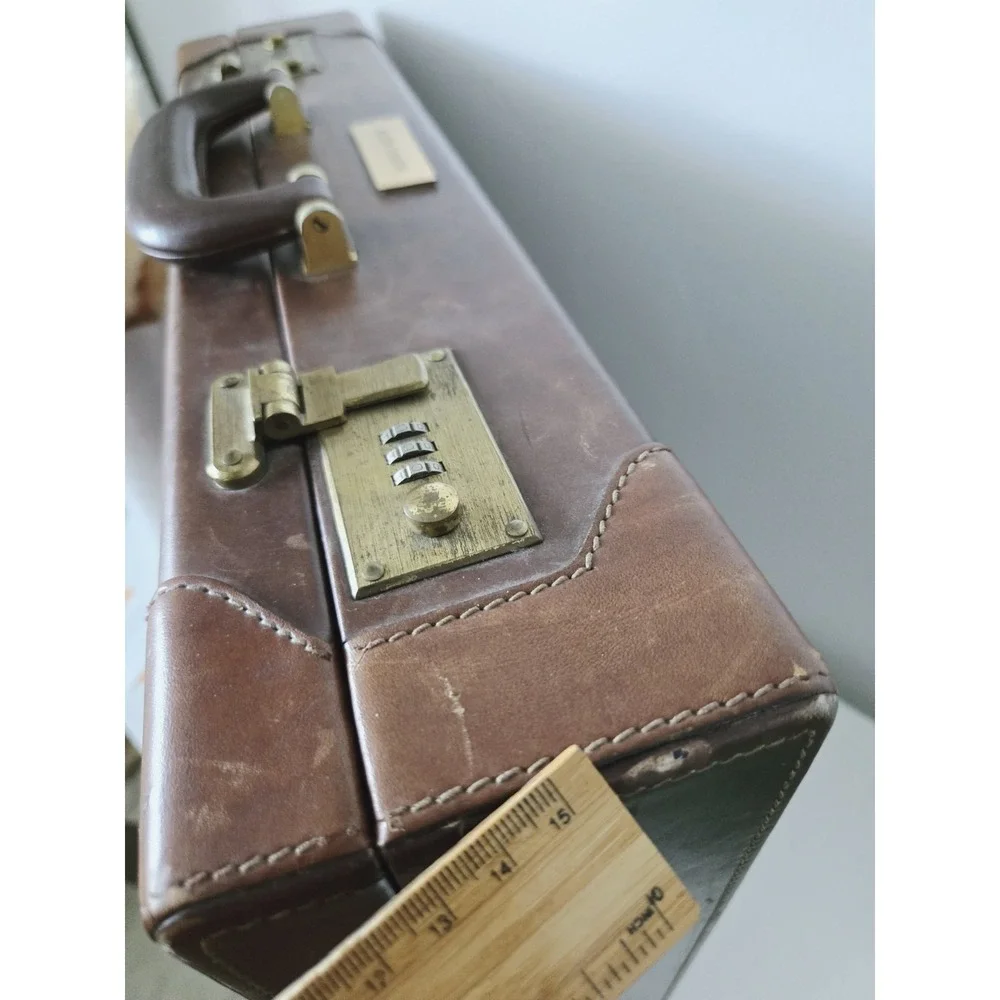 🗼RARE Vintage LANCEL‎ Paris Hard Leather Portfolio Document Briefcase France